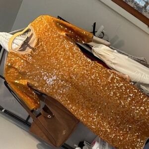 NWT BCBG Max Azaria Sequin Gold Dress